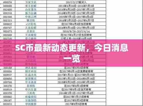 SC币最新动态更新，今日消息一览