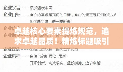 卓越核心要素提炼规范，追求卓越品质！精炼标题吸引眼球