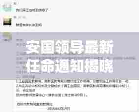 安国领导最新任命通知揭晓!重磅更新消息!