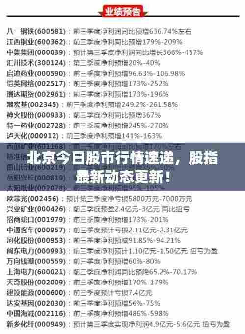 北京今日股市行情速递,股指最新动态更新!