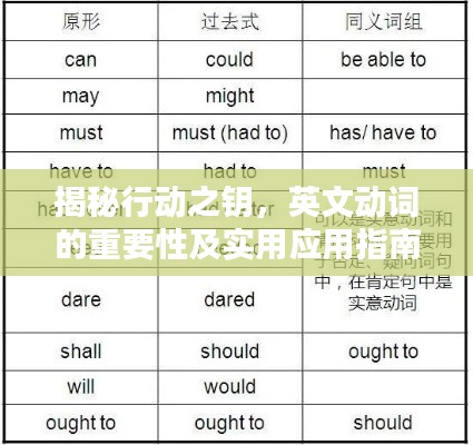 揭秘行动之钥，英文动词的重要性及实用应用指南